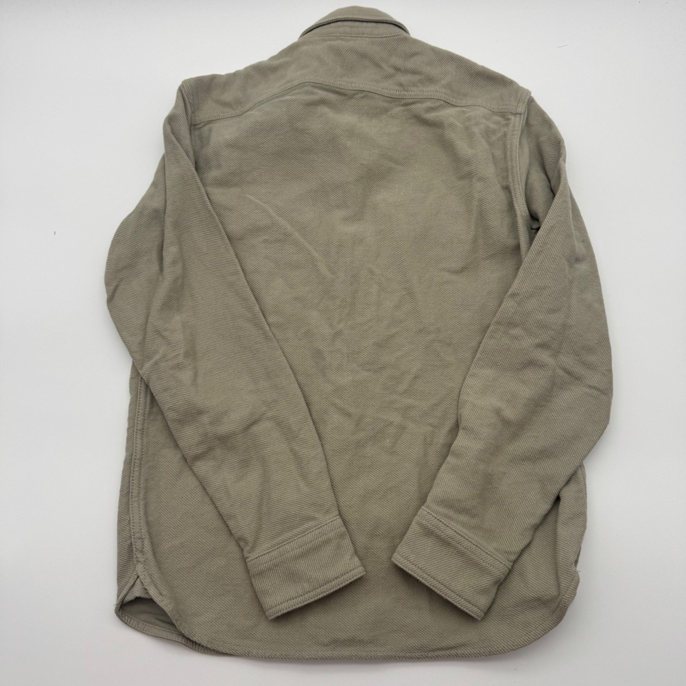 Everlane Mens Heavyweight Relaxed Flannel Shacket Khaki Cotton Twill Small - Picture 3 of 7